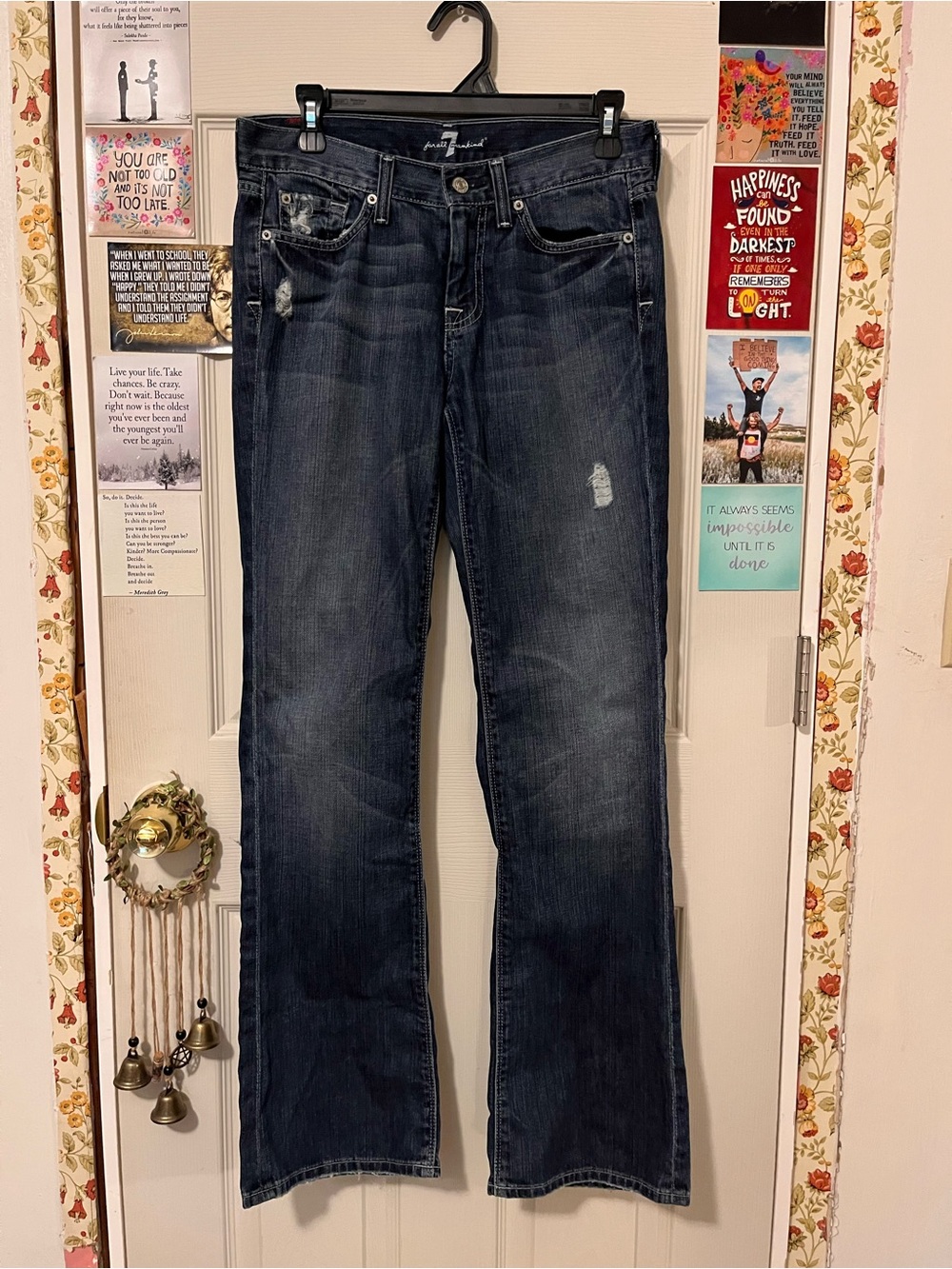 7 For All Mankind Dark Blue Wide Leg Jeans